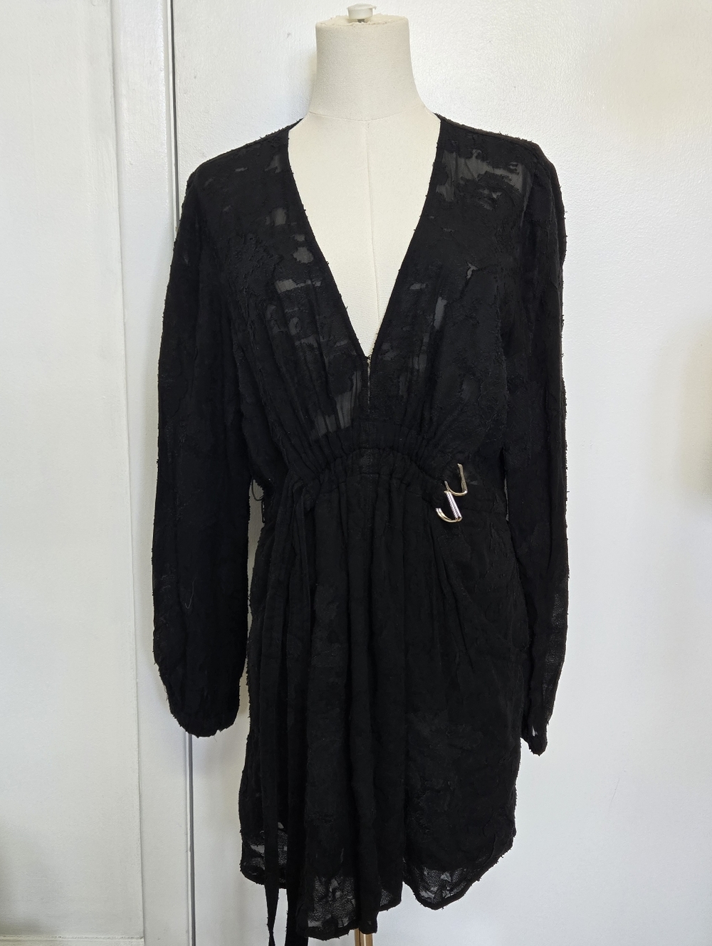 A.L.C.  Black V-Neck Long Sleeve Tunic Dress